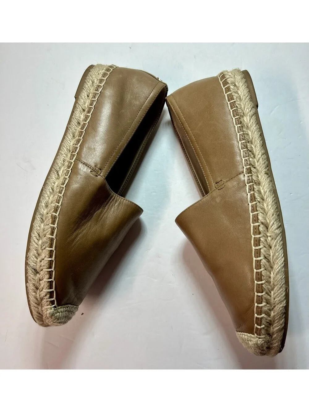 Sam Edelman Khloe Carmel Brown Soft Leather Espadrilles Slip On Size W 7.5